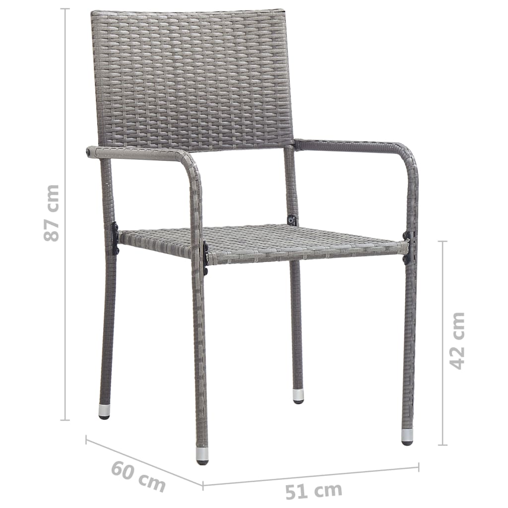 Dining Set | Grey | Solid acacia wood, steel, PE rattan | Small