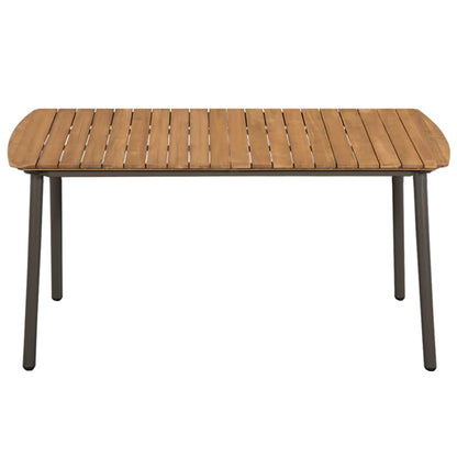 Dining Set | Grey, Natural | Solid Acacia Wood, PE Rattan, Steel | Large