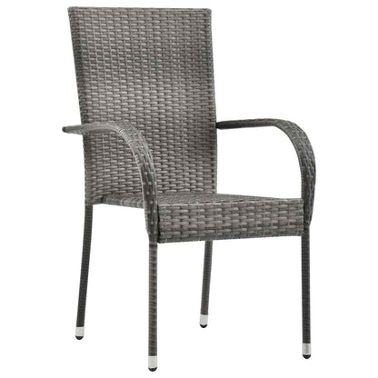Dining Set | Grey, Natural | Solid Acacia Wood, PE Rattan, Steel | Large