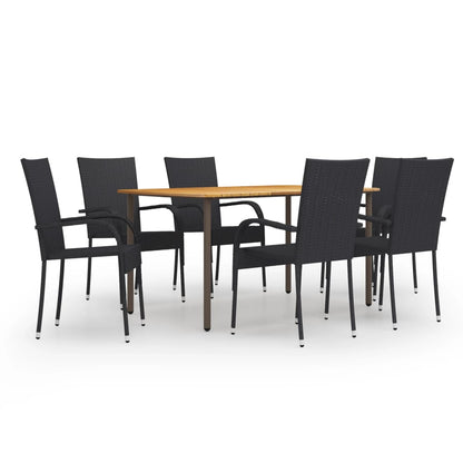 Dining Set | Black | Solid Acacia Wood | Stackable | Dining Set