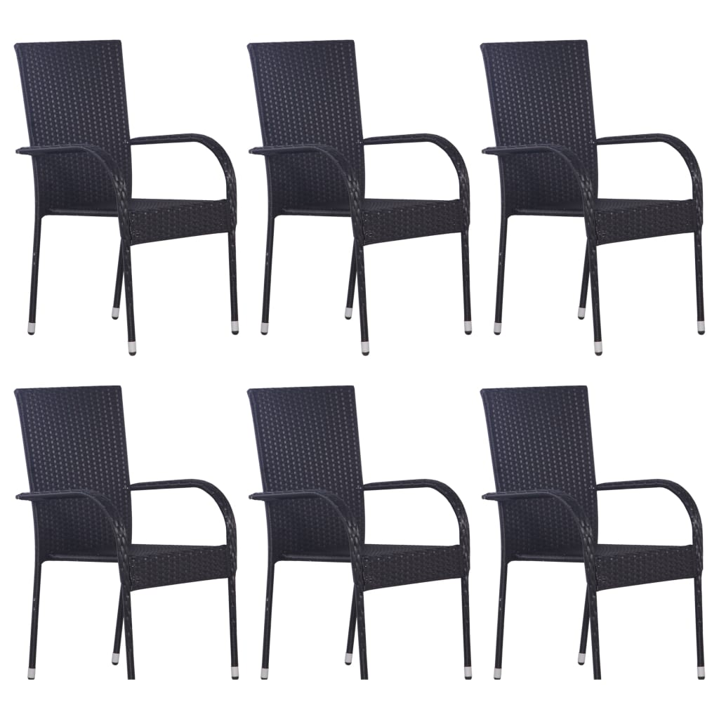 Dining Set | Black | Solid Acacia Wood | Stackable | Dining Set
