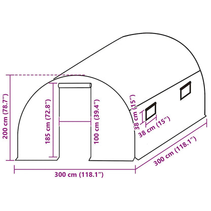 Greenhouse Replacement Cover (9 m²) 300x300x200 cm Green
