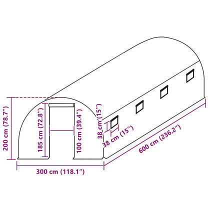 Greenhouse Replacement Cover (18 m²) 300x600x200 cm Green