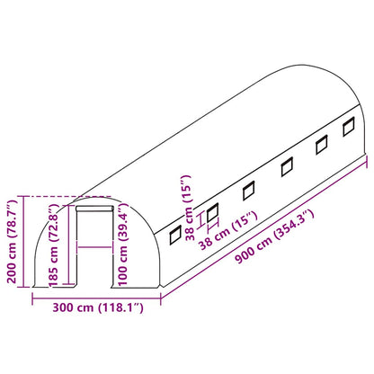 Greenhouse Replacement Cover (27 m²) 300x900x200 cm Green