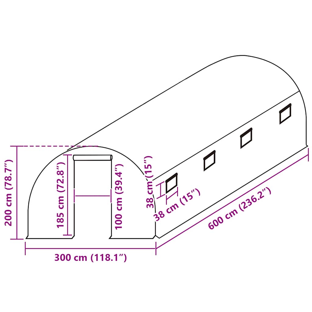 Greenhouse Replacement Cover (18 m²) 3x6x2 m Transparent