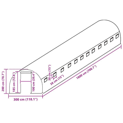 Greenhouse Replacement Cover (54 m²) 300x1800x200 cm Green