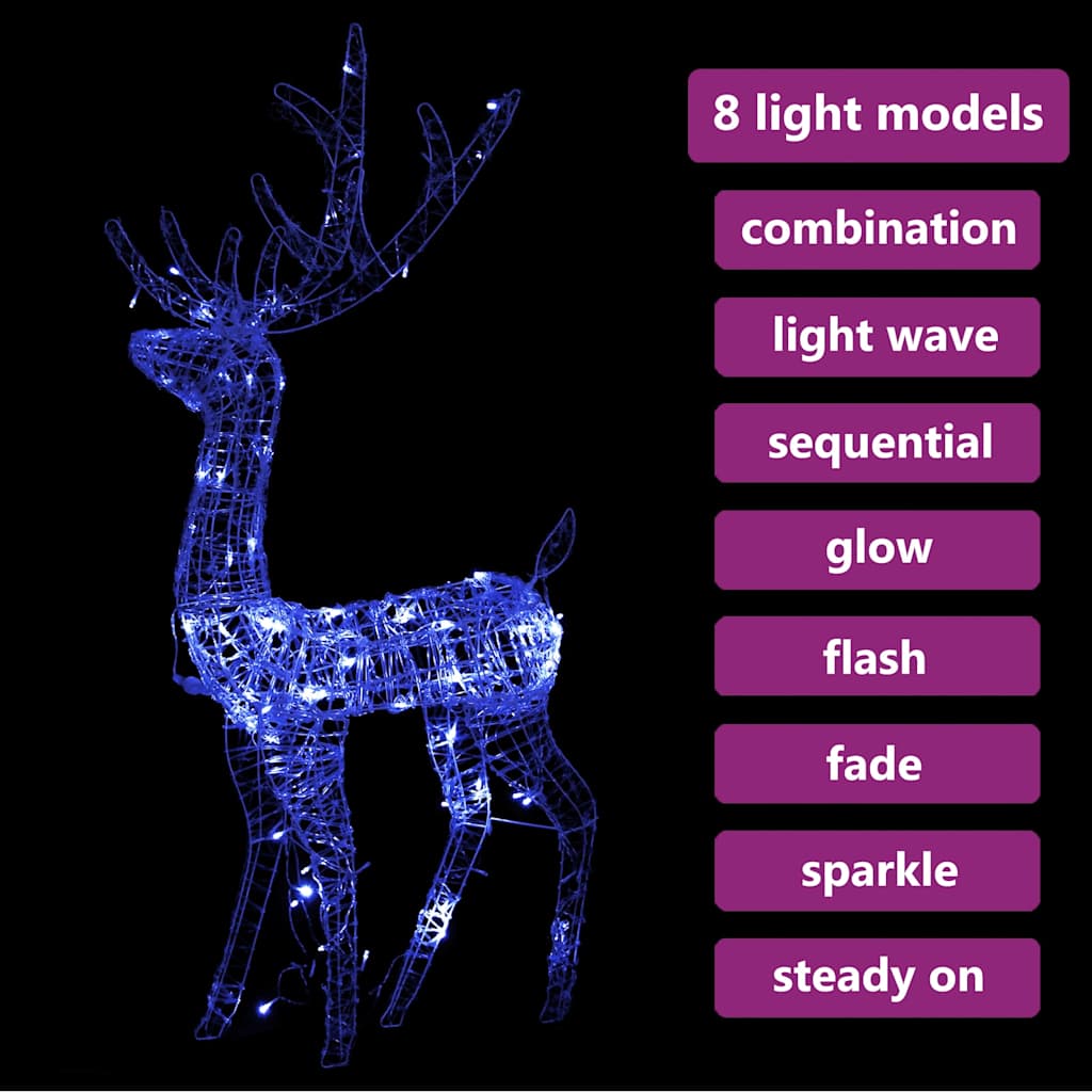 Acrylic Reindeer Christmas Decoration 140 LEDs 128cm Blue