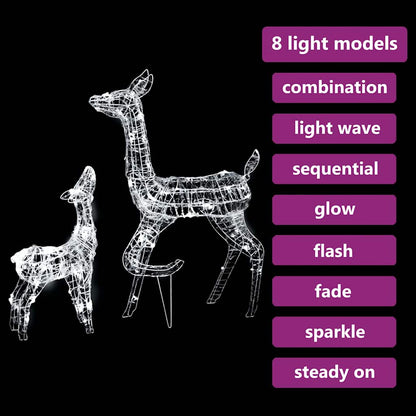 Acrylic Reindeer Family Christmas Decoration 160 LED Cold White