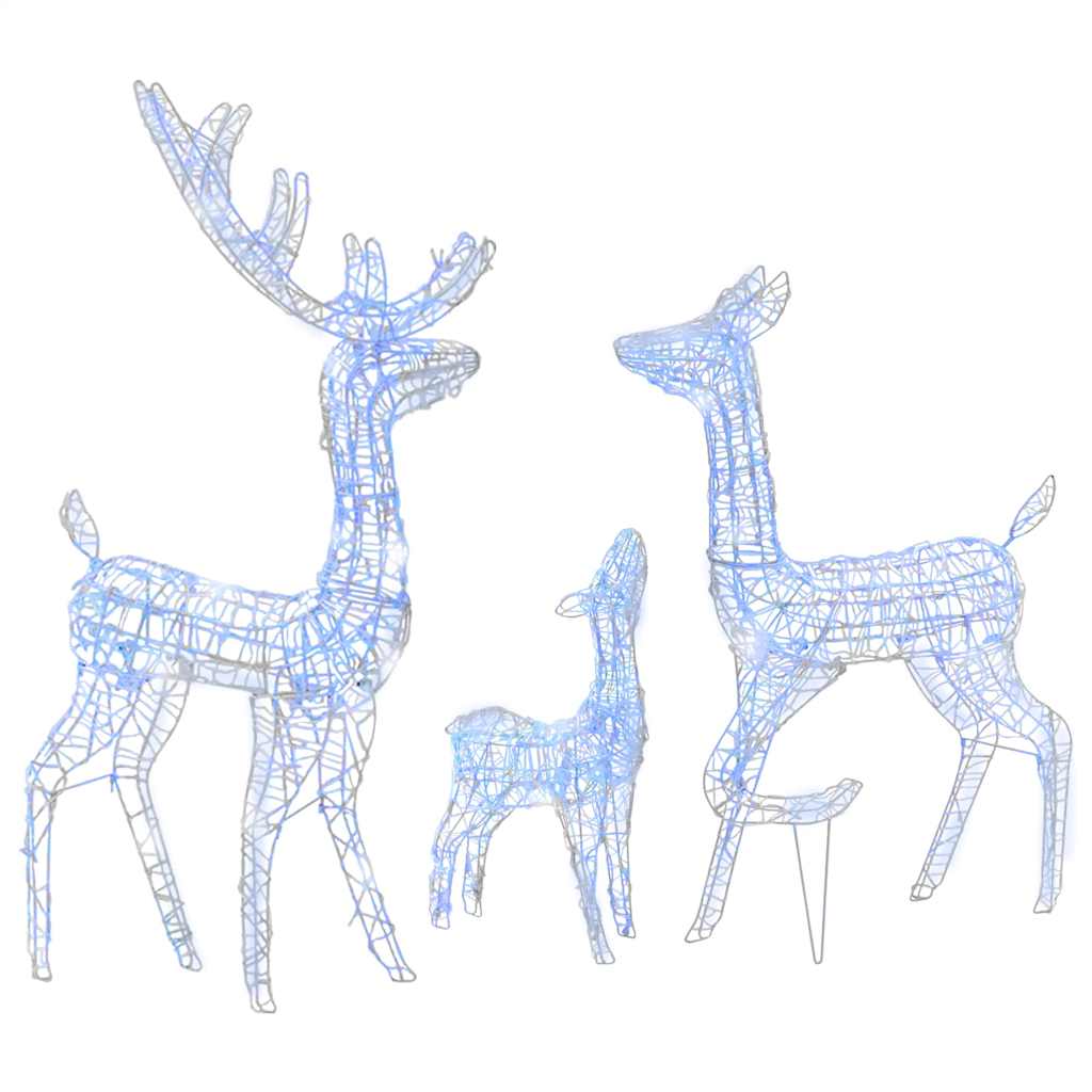 329795 vidaXL Acrylic Reindeer Family Christmas Decoration 300 LED Blue