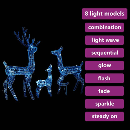 329795 vidaXL Acrylic Reindeer Family Christmas Decoration 300 LED Blue