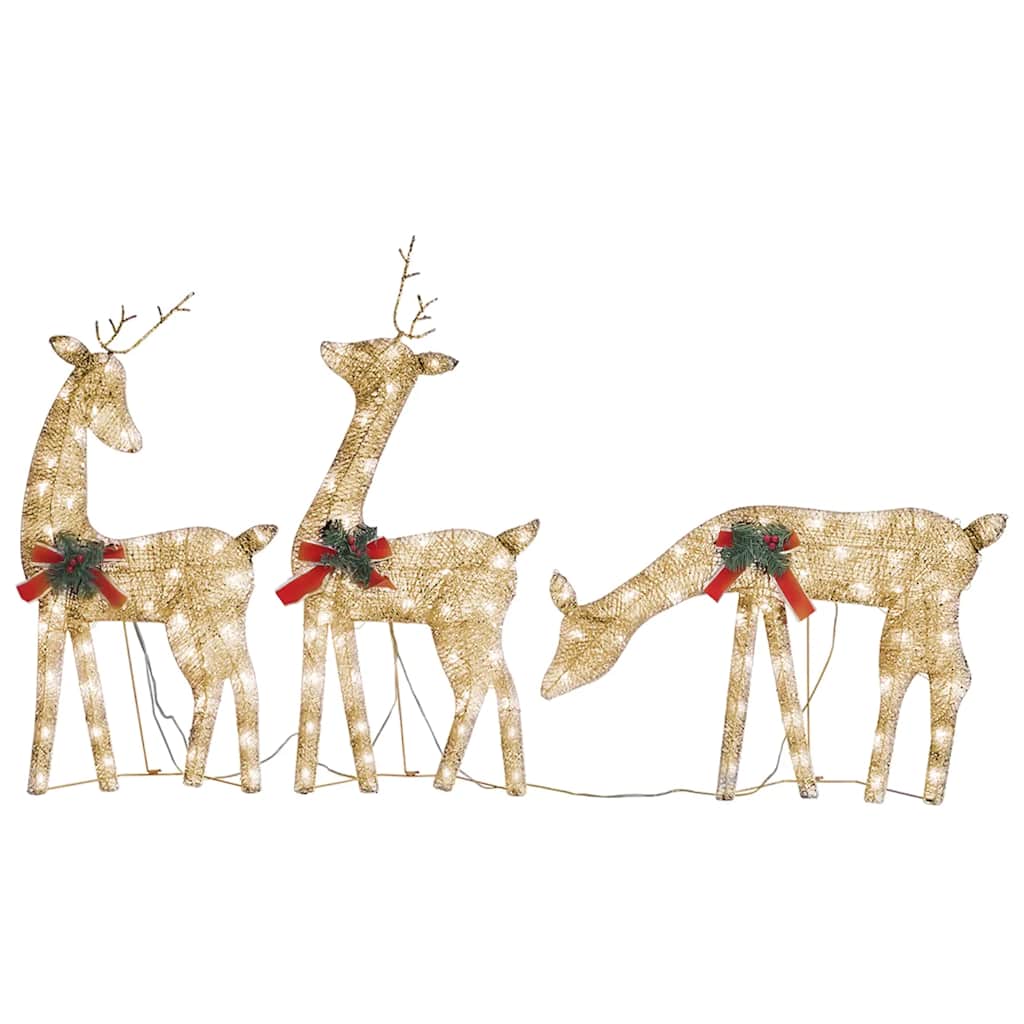 Christmas Reindeer Family 270x7x90 cm Gold Warm White Mesh