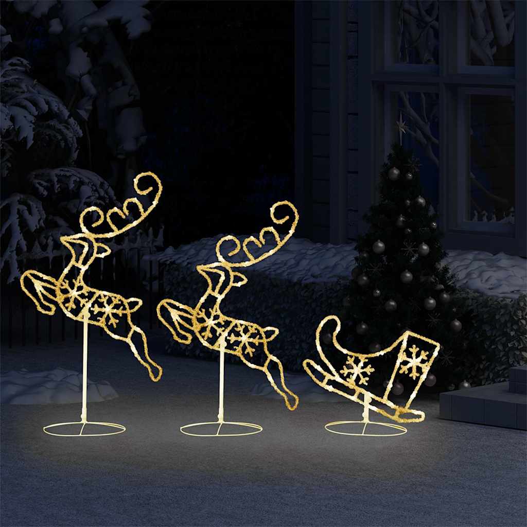 Christmas Reindeer & Sleigh | White | Acrylic | Large