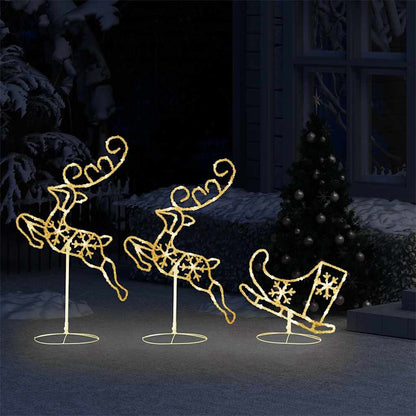 Christmas Reindeer & Sleigh | White | Acrylic | Large
