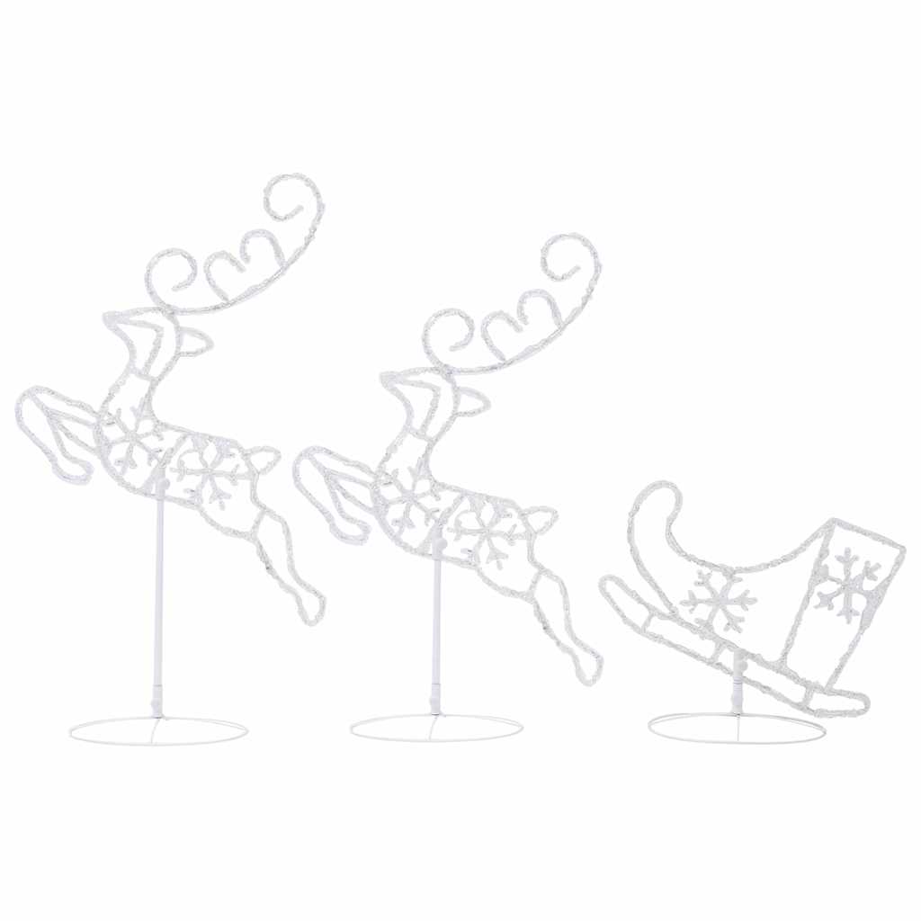 Christmas Reindeer & Sleigh | White | Acrylic | Large