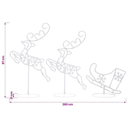 Christmas Reindeer & Sleigh | White | Acrylic | Large