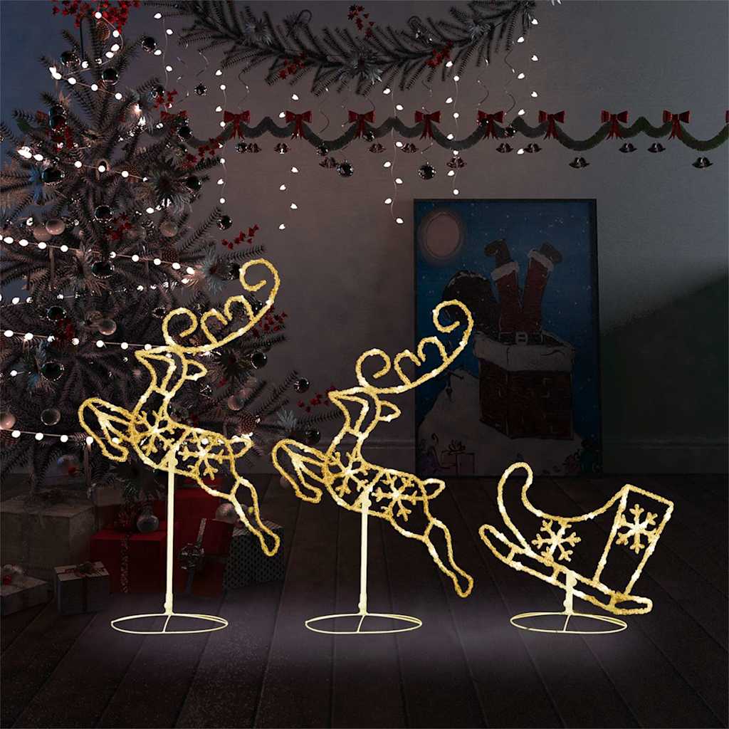 Christmas Reindeer & Sleigh | White | Acrylic | Large