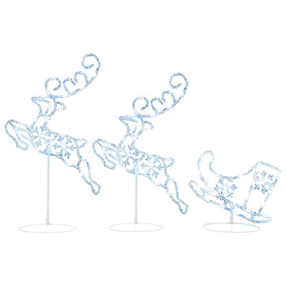 328510 vidaXL Acrylic Christmas Flying Reindeer&Sleigh 260x21x87cm Cold White