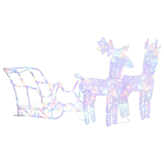 Reindeers & Sleigh Christmas Decoration 160 LEDs 130 cm Acrylic