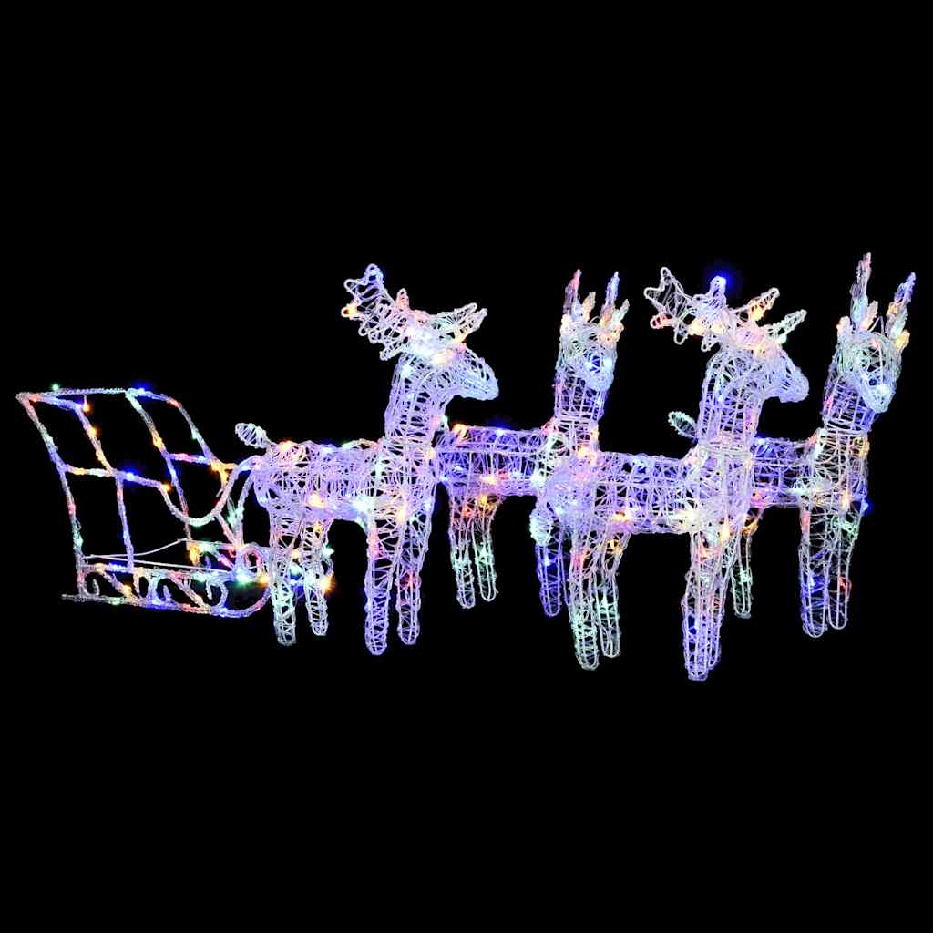 Reindeers & Sleigh Christmas Decoration 280x28x55 cm Acrylic