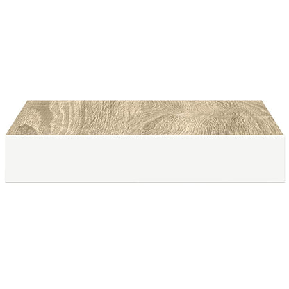 Floating Wall Shelf Oak and White 23x23.5x3.8 cm MDF