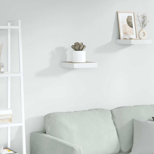 Floating Wall Shelf Oak and White 23x23.5x3.8 cm MDF