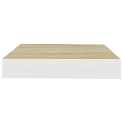 Floating Wall Shelves 2 pcs Oak and White 23x23.5x3.8 cm MDF