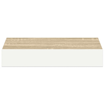 Floating Wall Shelves 2 pcs Oak and White 23x23.5x3.8 cm MDF