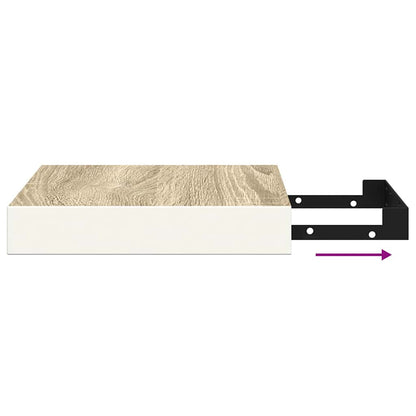 Floating Wall Shelves 2 pcs Oak and White 23x23.5x3.8 cm MDF