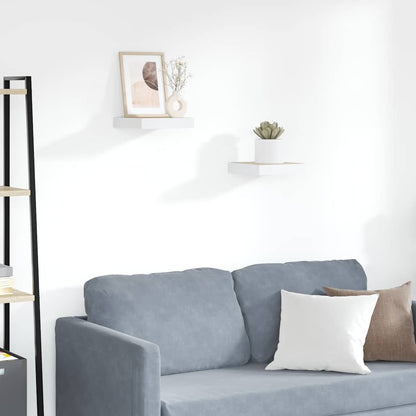Floating Wall Shelves 2 pcs Oak and White 23x23.5x3.8 cm MDF
