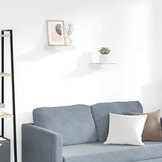 Floating Wall Shelves 2 pcs Oak and White 23x23.5x3.8 cm MDF