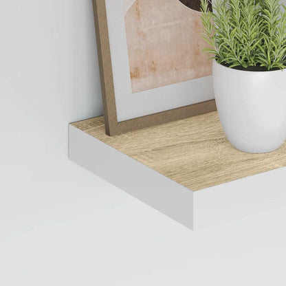 Floating Wall Shelves 4 pcs Oak and White 23x23.5x3.8 cm MDF
