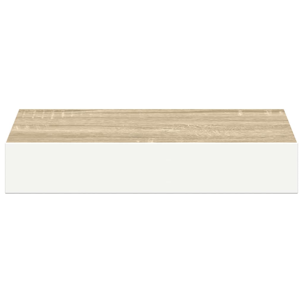 Floating Wall Shelves 4 pcs Oak and White 23x23.5x3.8 cm MDF