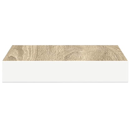 Floating Wall Shelves 4 pcs Oak and White 23x23.5x3.8 cm MDF