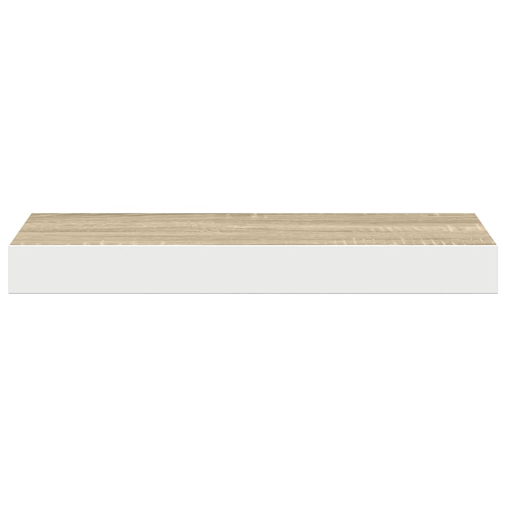Floating Wall Shelf Oak and White 40x23.5x3.8 cm MDF