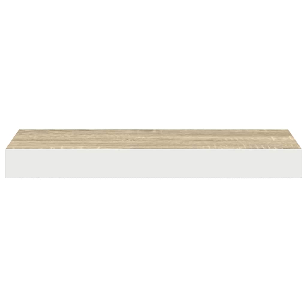 Floating Wall Shelves 2 pcs Oak and White 40x23.5x3.8 cm MDF