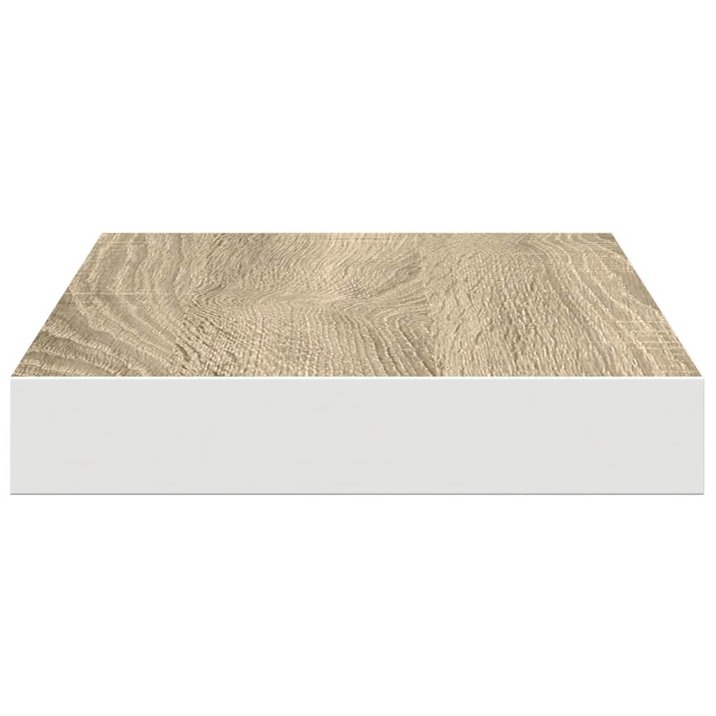Floating Wall Shelves 2 pcs Oak and White 40x23.5x3.8 cm MDF