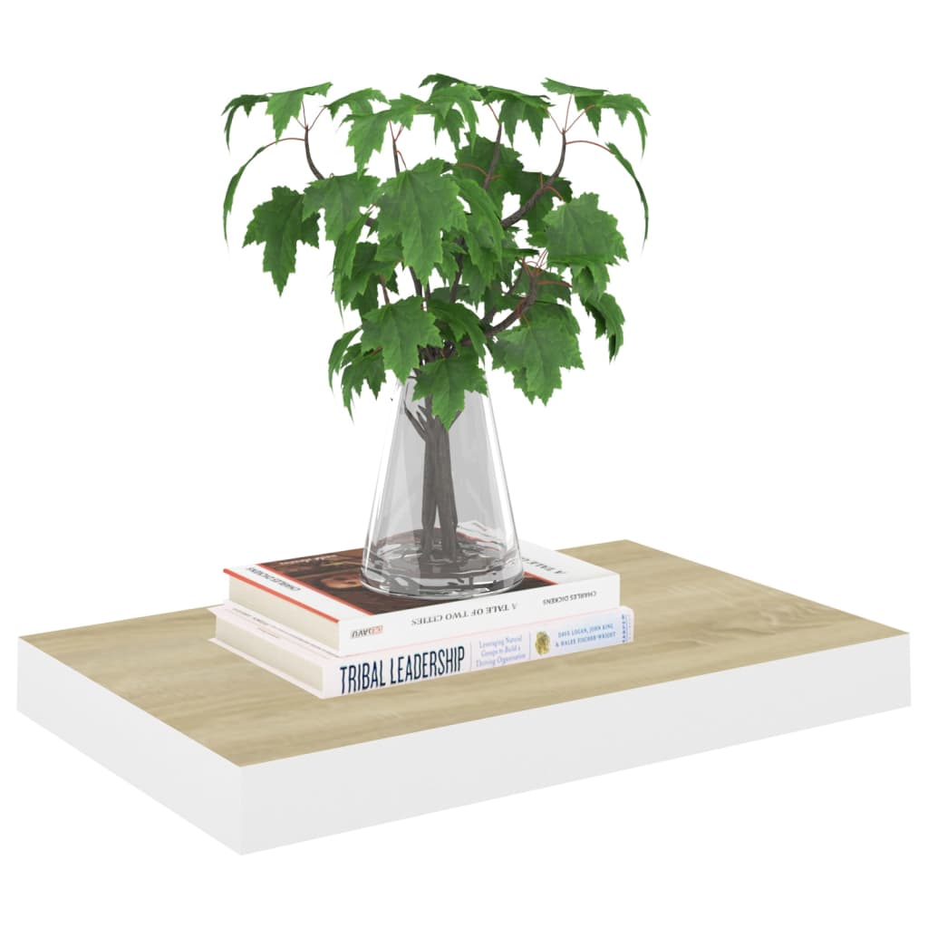 Floating Wall Shelves 4 pcs Oak and White 40x23x3.8 cm MDF