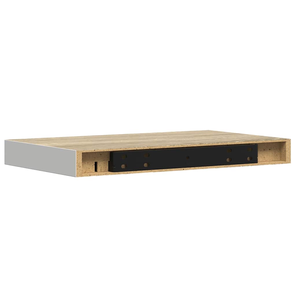 Floating Wall Shelves 4 pcs Oak and White 40x23x3.8 cm MDF