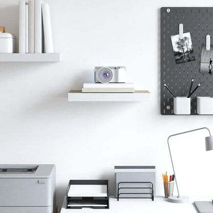 Floating Wall Shelf Oak and White 50x23.5x3.8 cm MDF