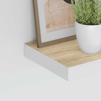 Floating Wall Shelf Oak and White 50x23x3.8 cm MDF
