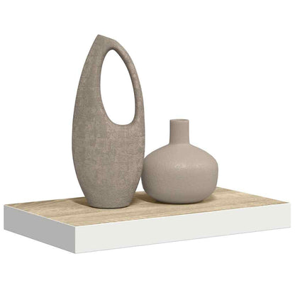 Floating Wall Shelf Oak and White 50x23.5x3.8 cm MDF