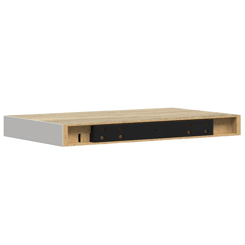 Floating Wall Shelf Oak and White 50x23x3.8 cm MDF