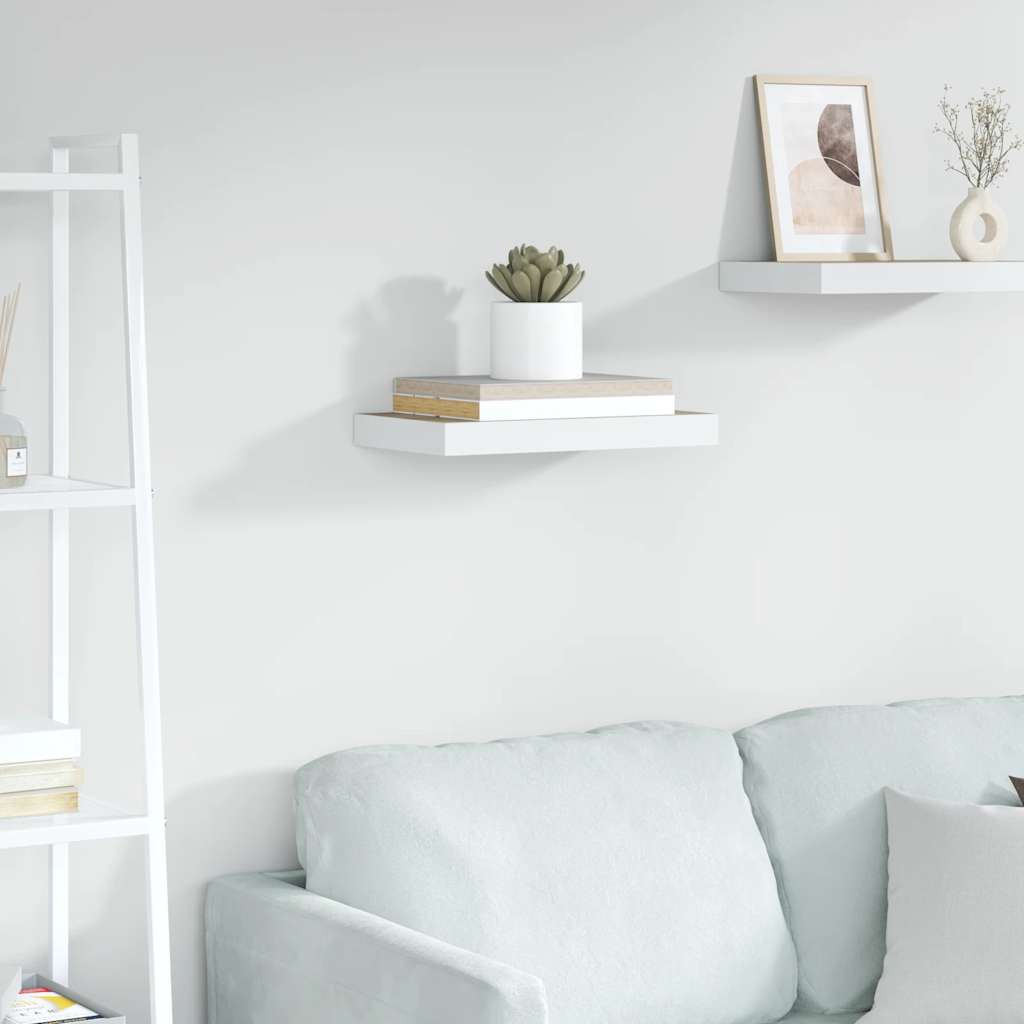 Floating Wall Shelf Oak and White 50x23.5x3.8 cm MDF