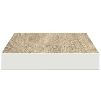 Floating Wall Shelves 2 pcs Oak and White 50x23x3.8 cm MDF