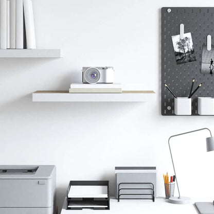 Floating Wall Shelf Oak and White 60x23.5x3.8 cm MDF