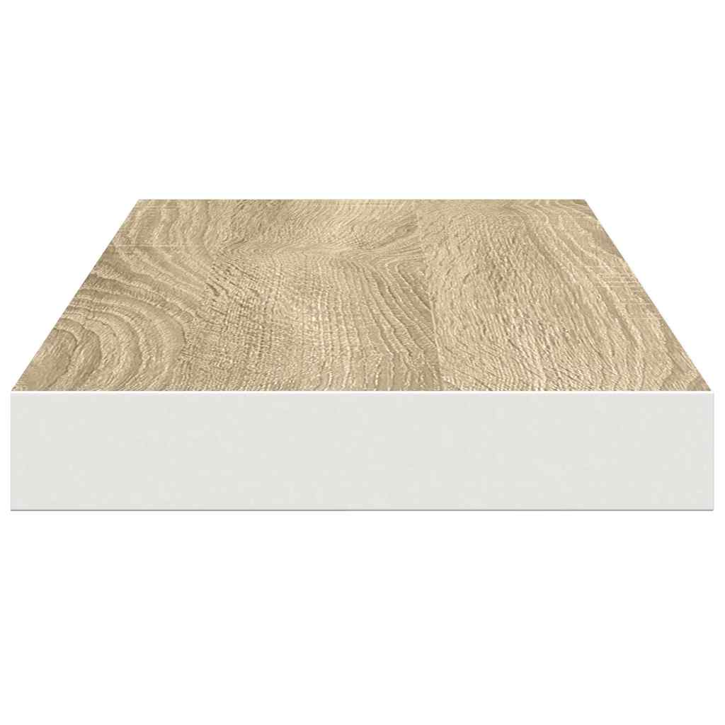Floating Wall Shelf Oak and White 60x23.5x3.8 cm MDF