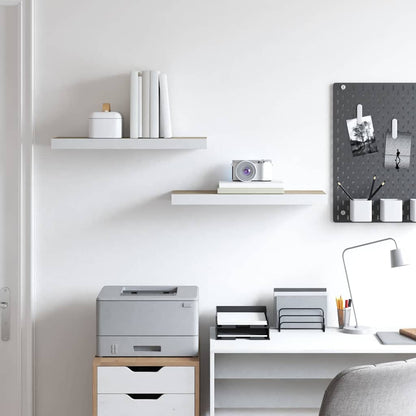 Floating Wall Shelves 2 pcs Oak and White 60x23.5x3.8 cm MDF