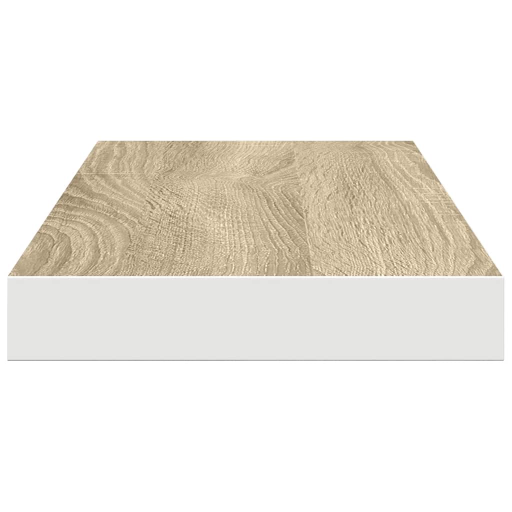 Floating Wall Shelves 2 pcs Oak and White 60x23.5x3.8 cm MDF