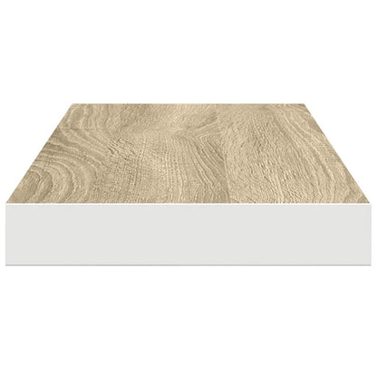 Floating Wall Shelves 2 pcs Oak and White 60x23.5x3.8 cm MDF