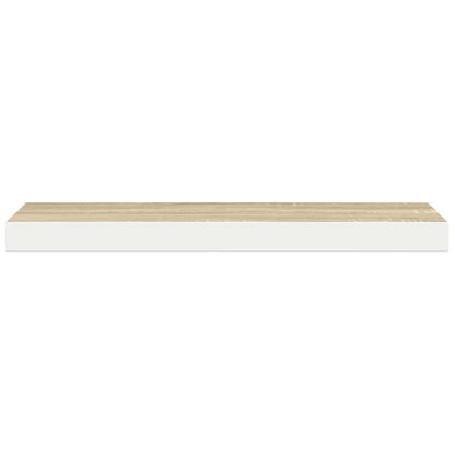 Floating Wall Shelves 4 pcs Oak and White 60x23.5x3.8 cm MDF
